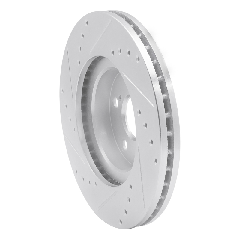 Toyota Corolla Brake Rotor (1) - Front Right - R1 Concepts - Drilled & Slotted - Silver - `09-`15